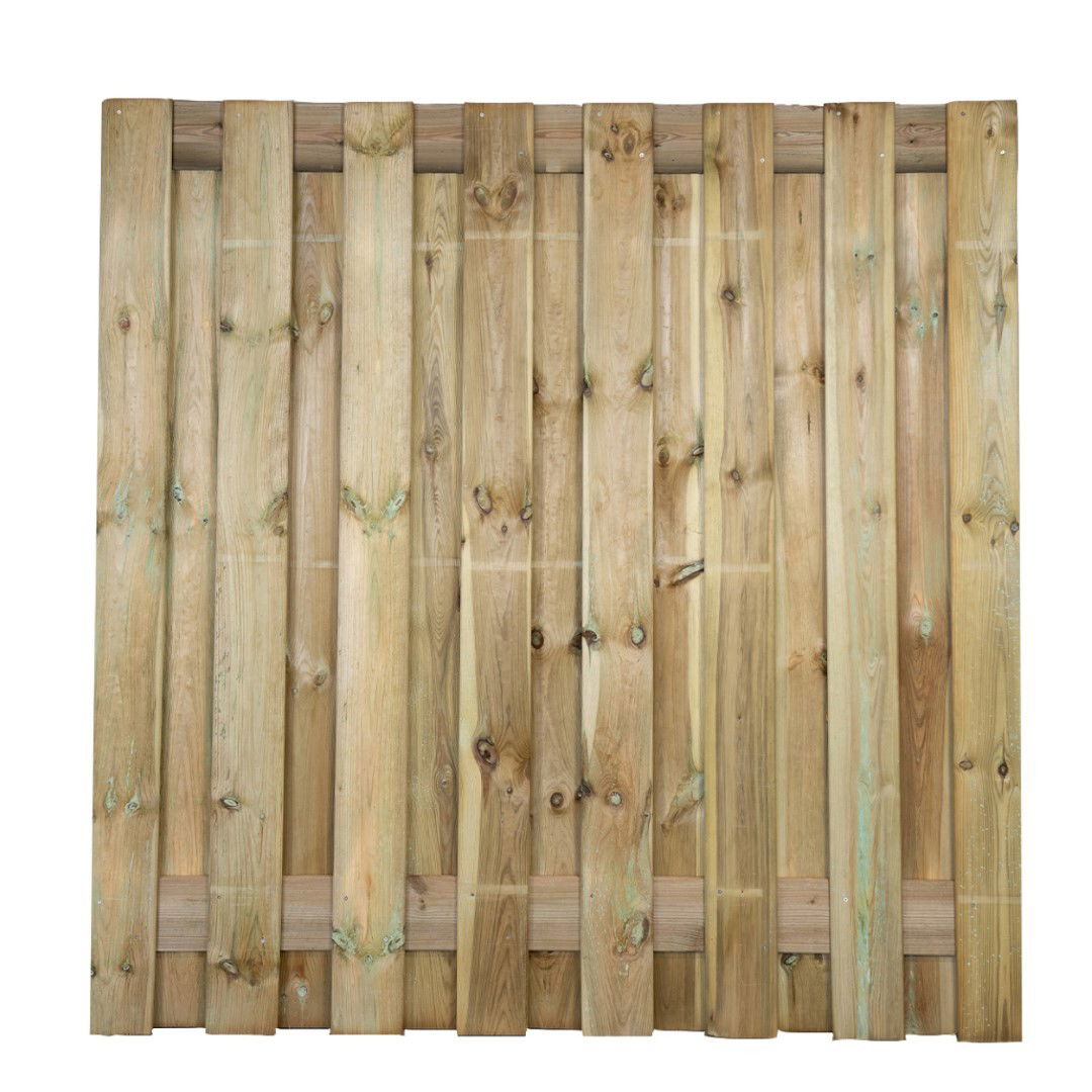 Minimale besteding! Betonschutting Constructie grenen scherm Colorado 17 planks 15mm RVS geschroefd 180x180cm Gardenlux