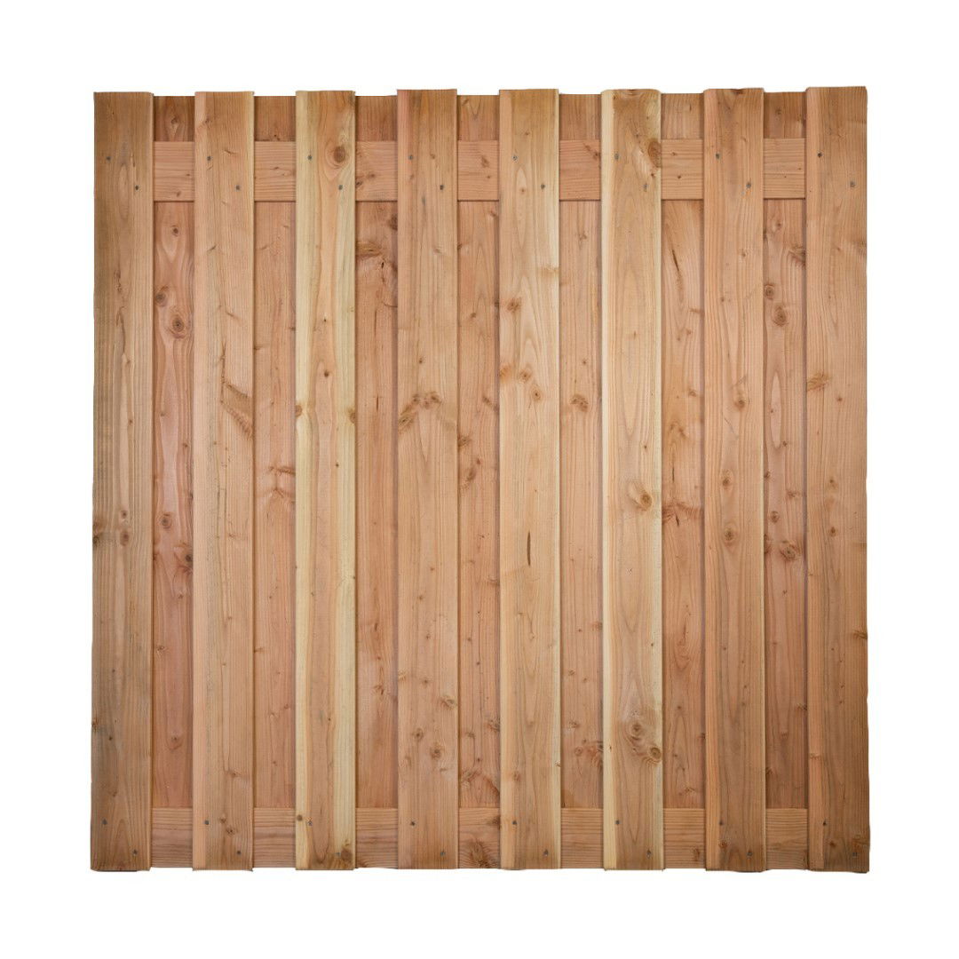 Minimale besteding! Betonschutting Constructie douglas scherm 17 planks/16mm geschaafd/onbehandeld/RVS geschroefd 180x180cm Felt - Gardenlux
