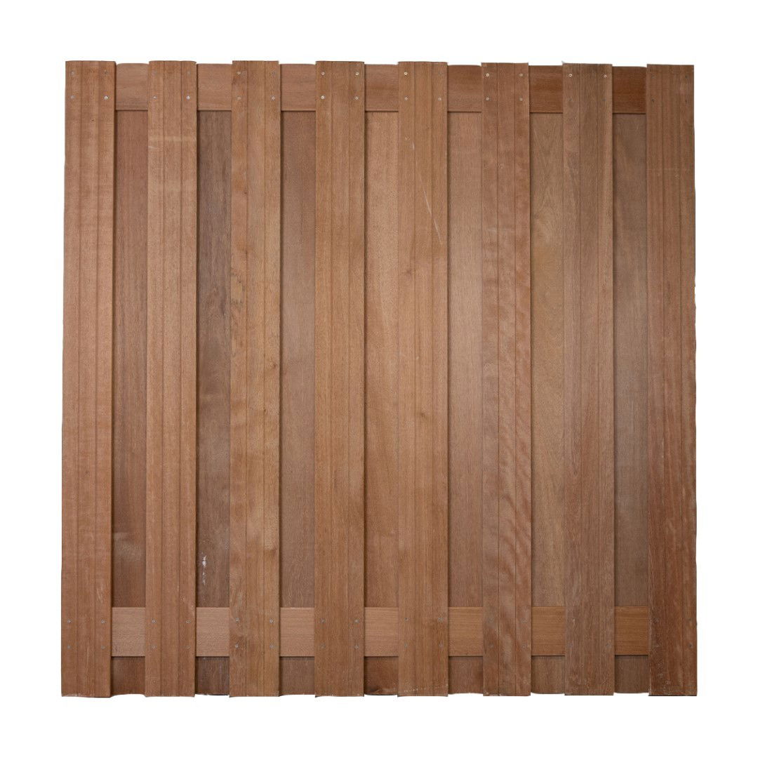 Minimale besteding! Betonschutting Constructie hardhouten scherm 17 planks RVS geschroevd 180x180cm Victor - Gardenlux