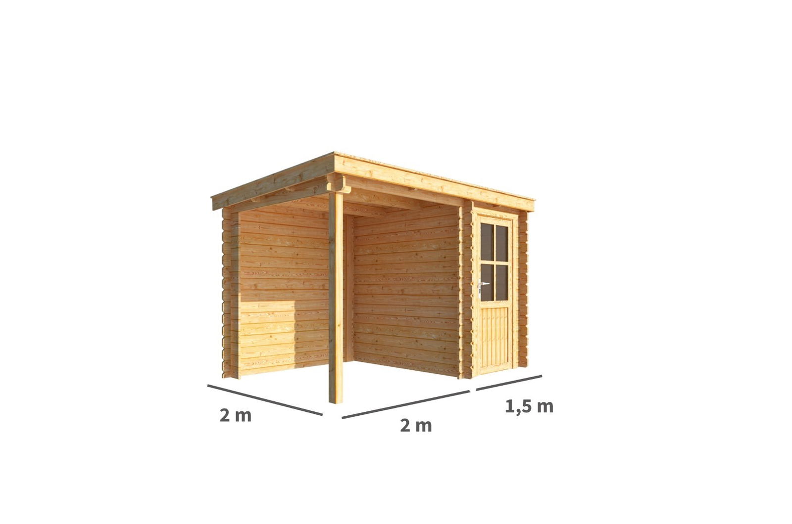 Blokhut met overkapping Els 350 cm bij 200 cm diep Lessenaarsdak Warentuin Collection