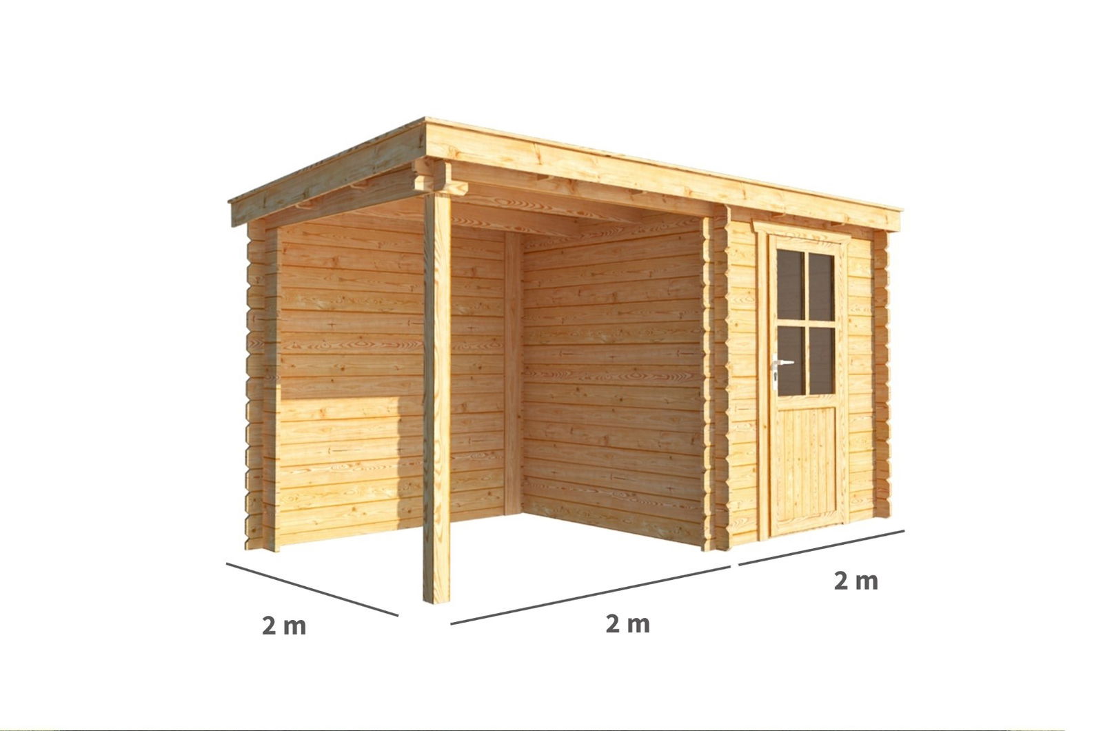 Blokhut met overkapping Els 400 cm bij 200 cm diep Lessenaarsdak Warentuin Collection