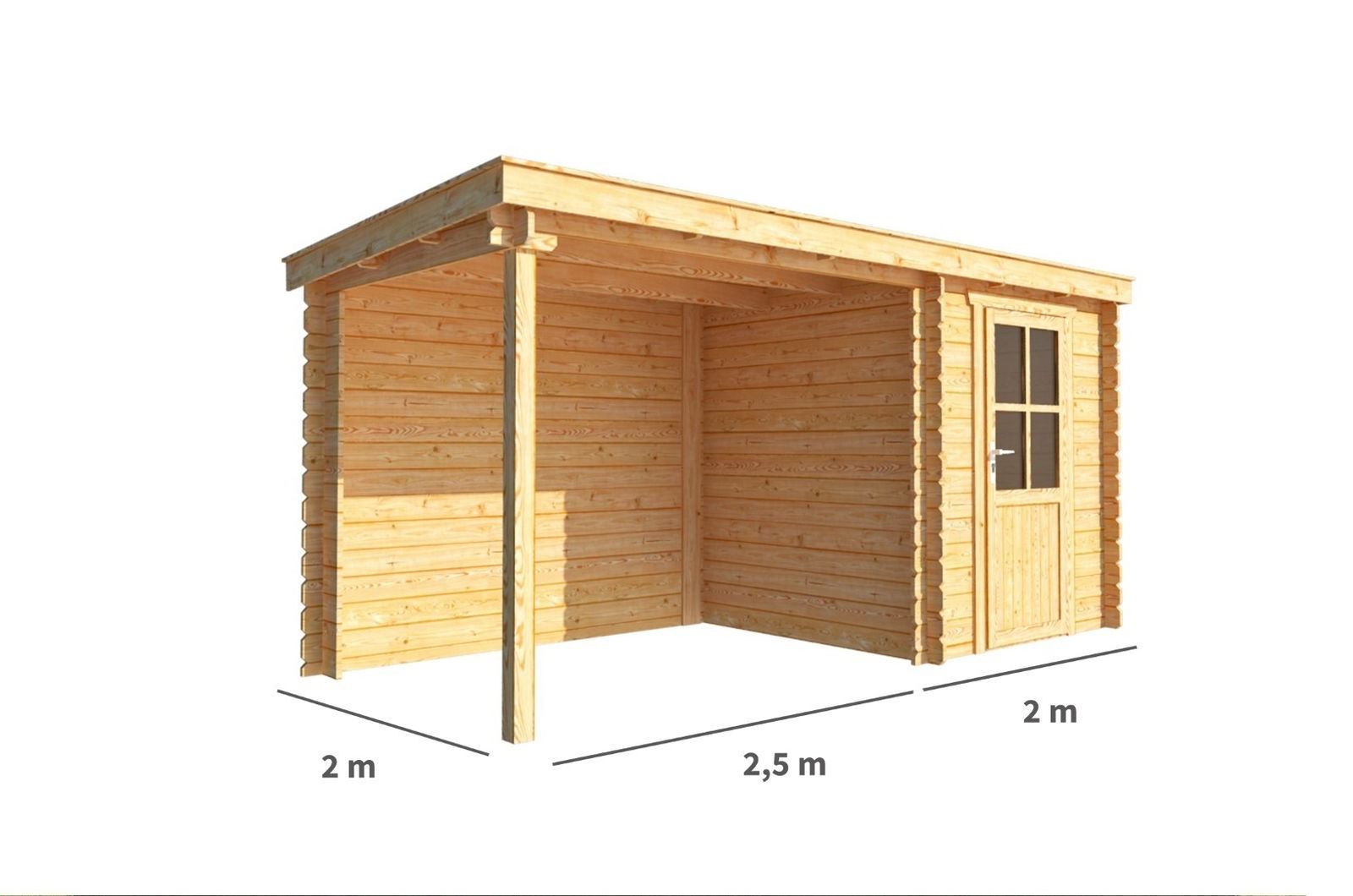 Blokhut met overkapping Els 450 cm bij 200 cm diep Lessenaarsdak Warentuin Collection