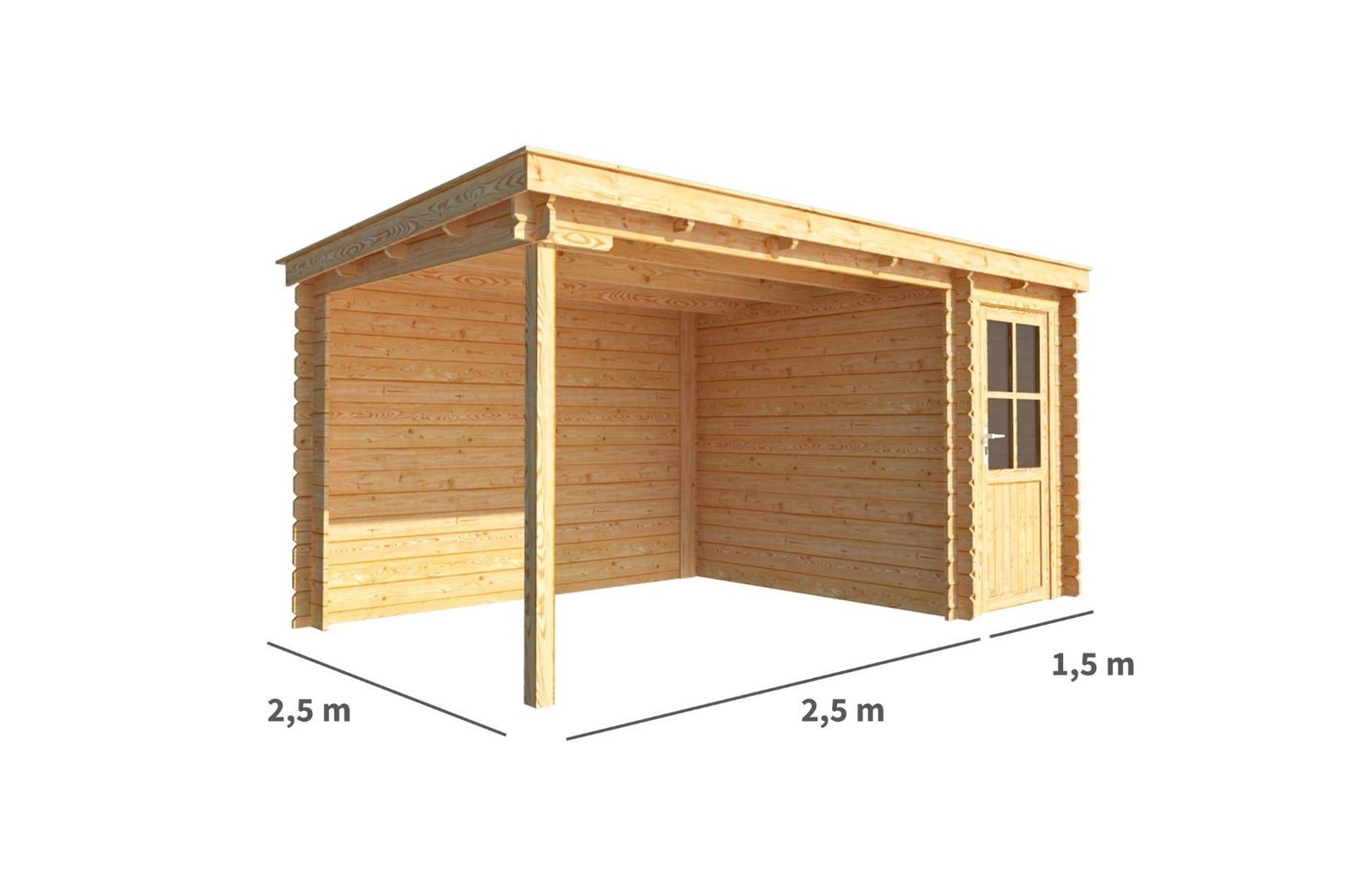 Blokhut met overkapping Els 400 cm bij 250 cm diep Lessenaarsdak Warentuin Collection