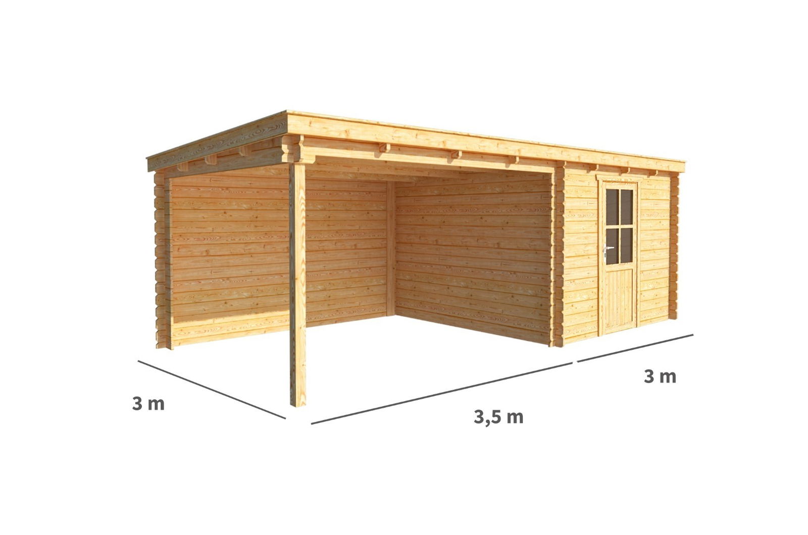 Blokhut met overkapping Els 650 cm bij 300 cm diep Lessenaarsdak Warentuin Collection