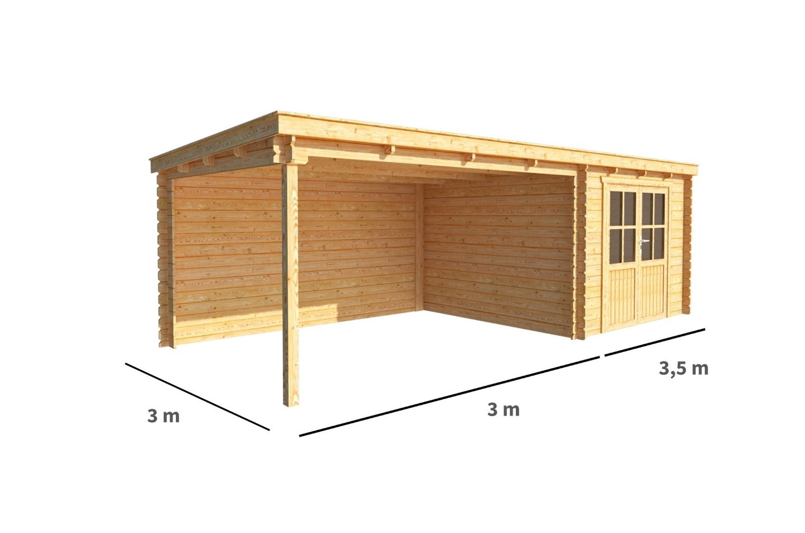 Blokhut met overkapping Els 650 cm bij 300 cm diep Lessenaarsdak Warentuin Collection