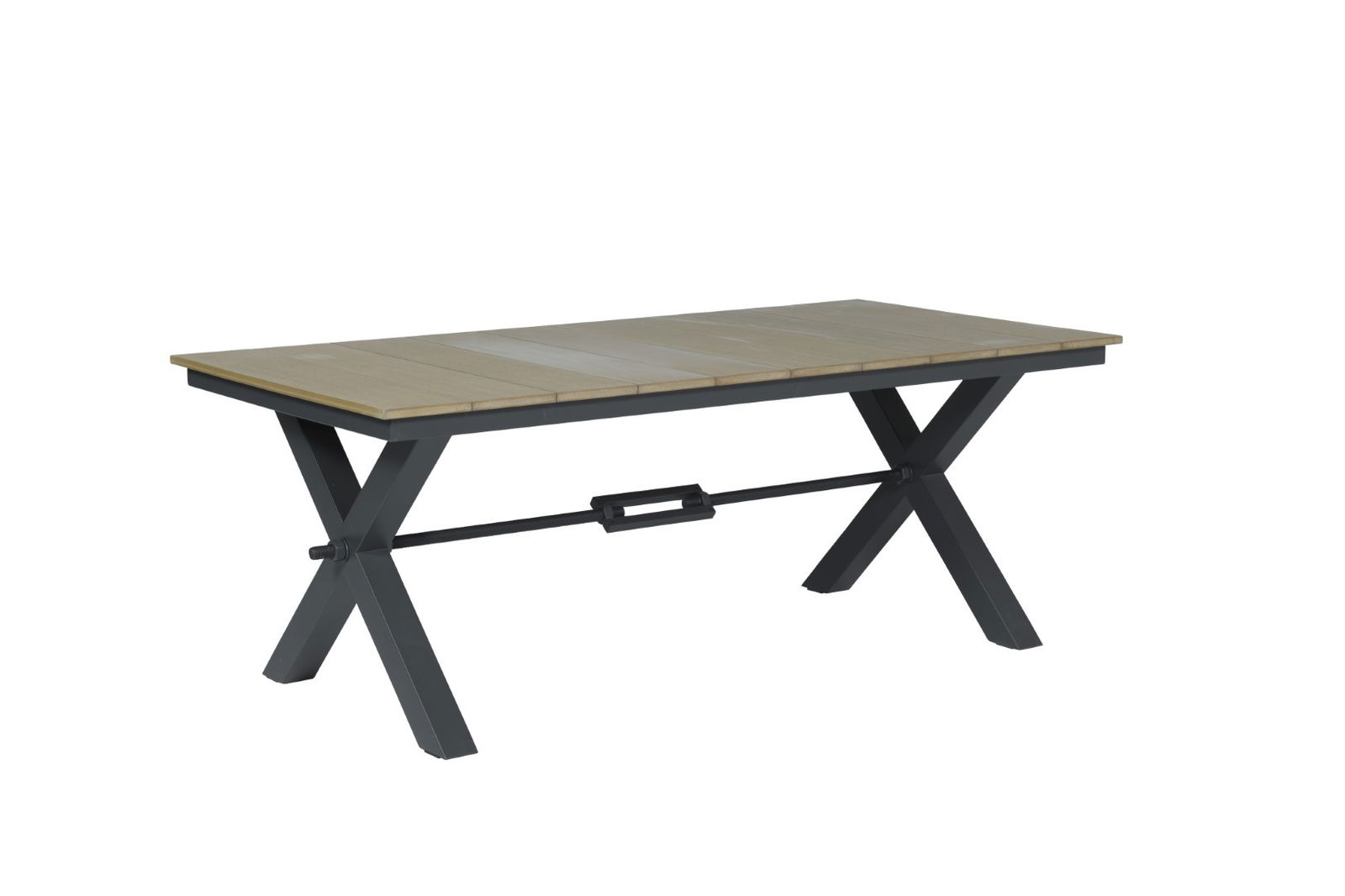 Robusto tafel 200x100xH76 VW vintage teak carbon black Garden Impressions