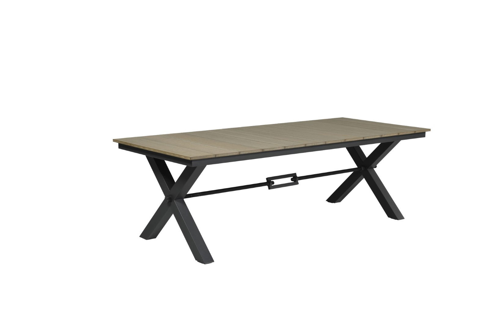 Robusto tafel 240x100xH76 VW vintage teak carbon black Garden Impressions