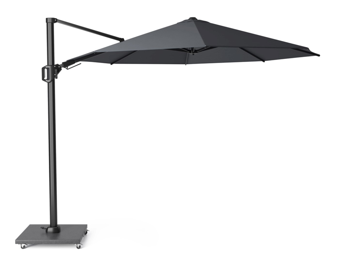 Zweefparasol Challenger Zijwaarts Kantelbaar (T2) dia. 3,5 meter antraciet zonwering Platinum - Platinum