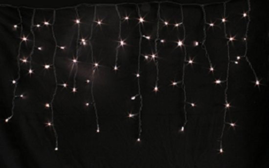 Koppelverlichting 230Volt kerstverlichting Ice Lights LED ijspegel verlichtingsset 100 lampjes, 2 meter x 0,7 meter, Warm-Wit en ZWARTE kabel LEDwin - Ledwin