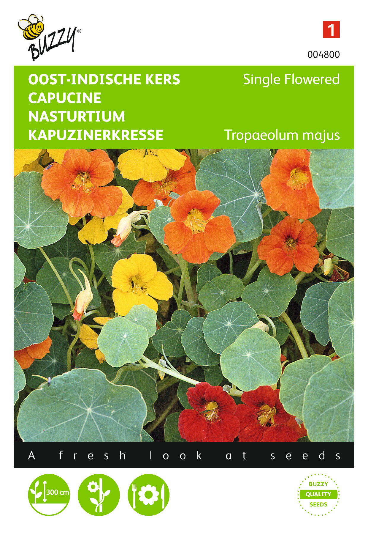 Tropaeolum majus Enkelbloemig Mengsel Buzzy