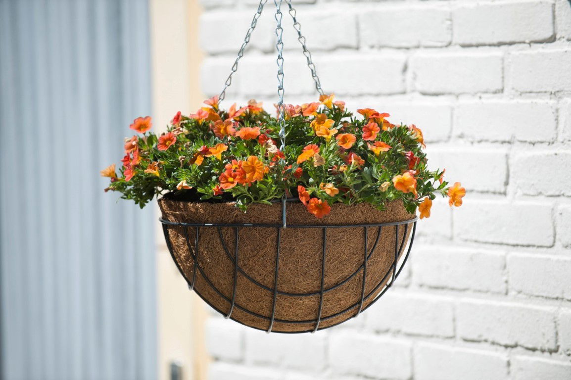 Hanging basket metaaldraad groen geepoxeerd incl. ketting H13x dia. 25cm Nature