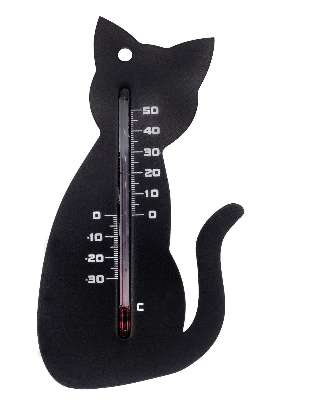 Muurthermometer kunststof zwart kat 15x9,5x0,3 cm Nature