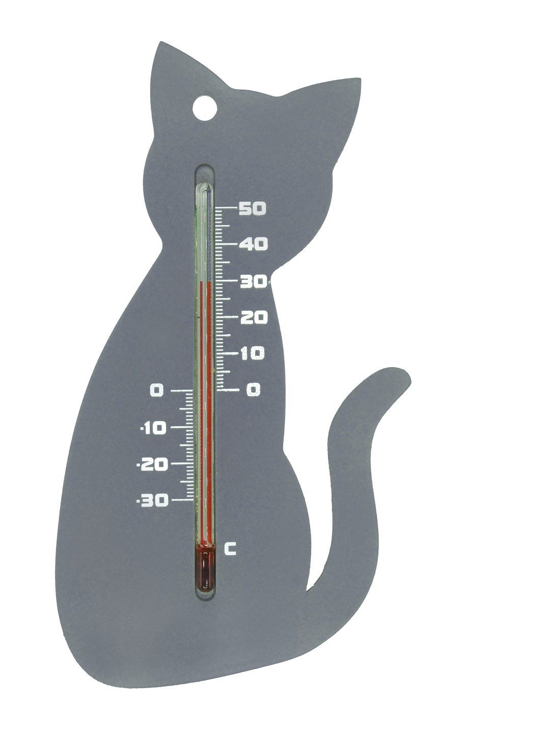 Muurthermometer kunststof grijs kat 15x9,5x0,3 cm Nature