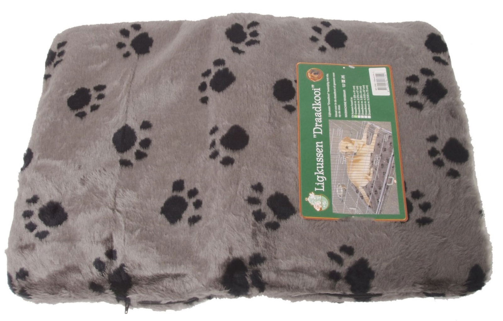 Kussen voor draadkooi grijs/paw 59x41 cm anti slip - Gebr de boon