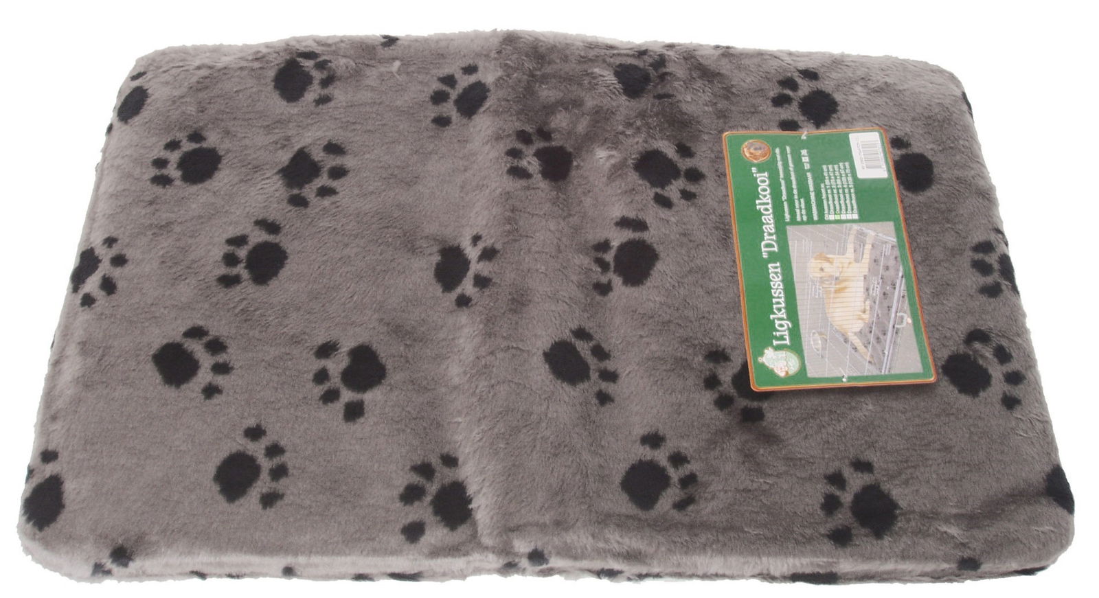 Kussen voor draadkooi grijs/paw 75x47 cm anti slip - Gebr de boon