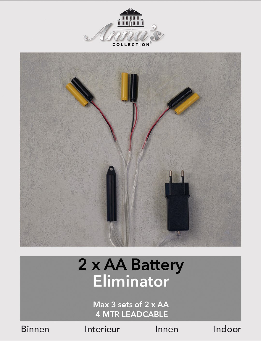 2AA-batterijvervanger 3 aansluitingen, geen 2AA batterijen meer nodig! Transformator Adapter Indoor CoenBakker - Annas collection