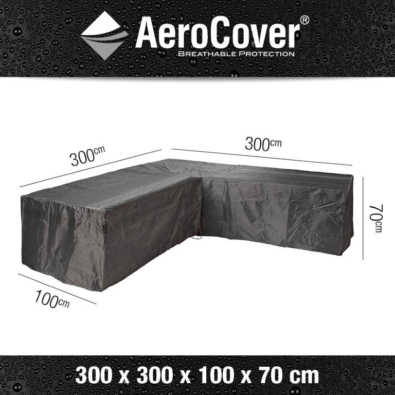 Loungesethoes hoek L vorm 300x300x100x70cm AeroCover