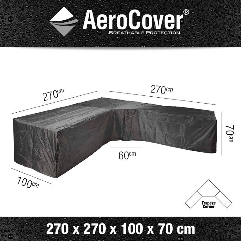 Loungesethoes hoek L vorm trapeze 270x270x100x70 AeroCover