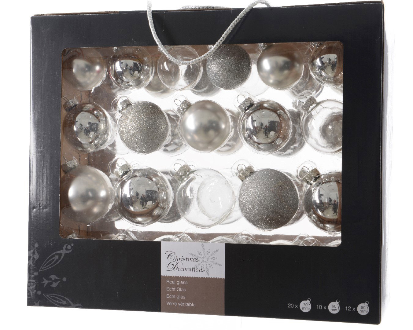 Kerstballen mix glas zilver 42 stuks KSD - Ksd