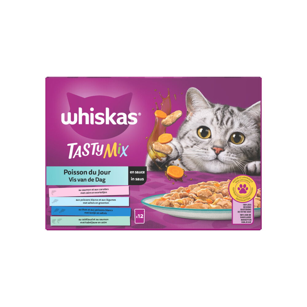 1 Vis van de Dag in saus maaltijdzakjes multipack 12x85g dierensnack Whiskas