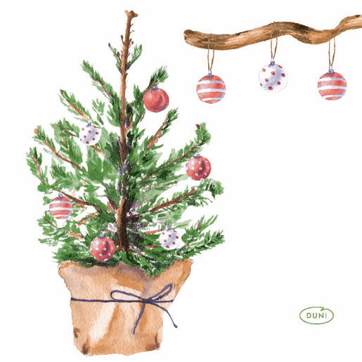 Servet l24b24 cm tree&baubles 20st - Duni