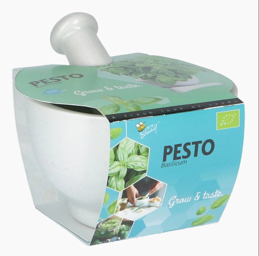 Buzzy Grow gifts kweekset vijzel pesto bio basilicum - 