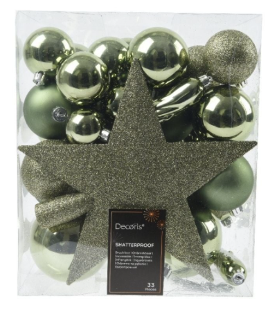 Kerstbal kunststof d8 cm rsmrn 33st Decoris - Decoris