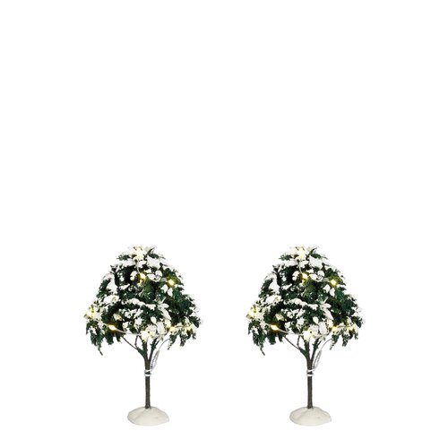 Snowy tree lighted 2 stuks battery operated h12xd9cm - Luville