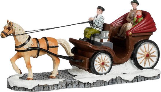 Luville Kerstdorp Paardenkoets - 19.5x7x9.5 cm - Polyresin - Multi