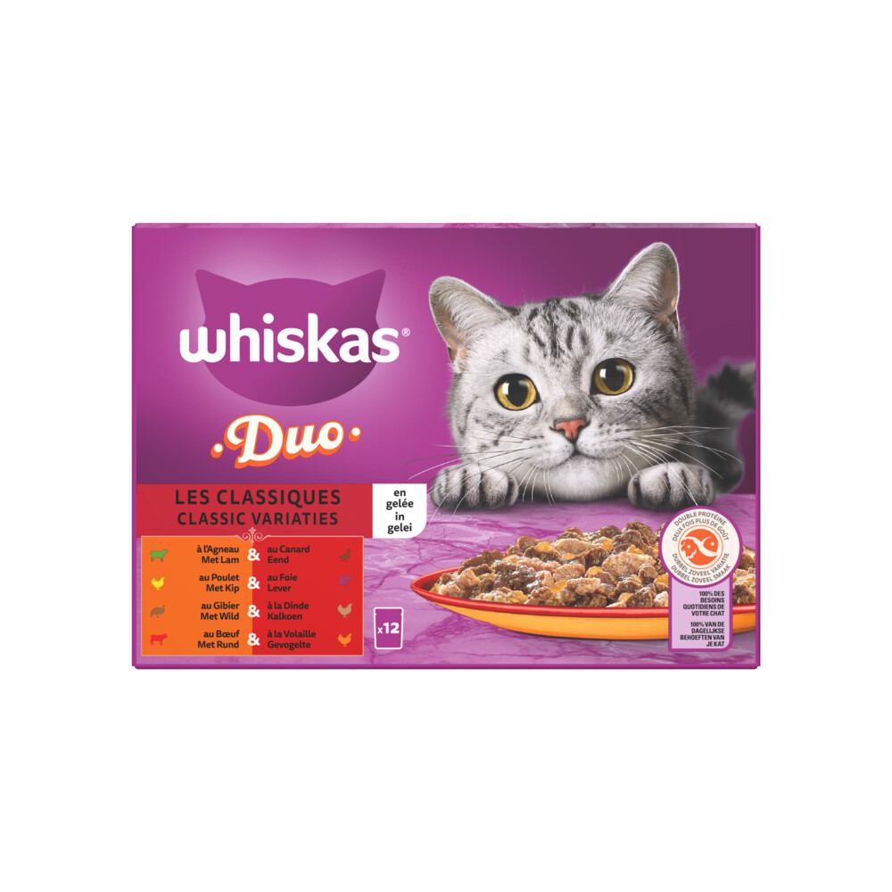 Classic Variaties in gelei maaltijdzakjes multipack 12x85g dierensnack Whiskas