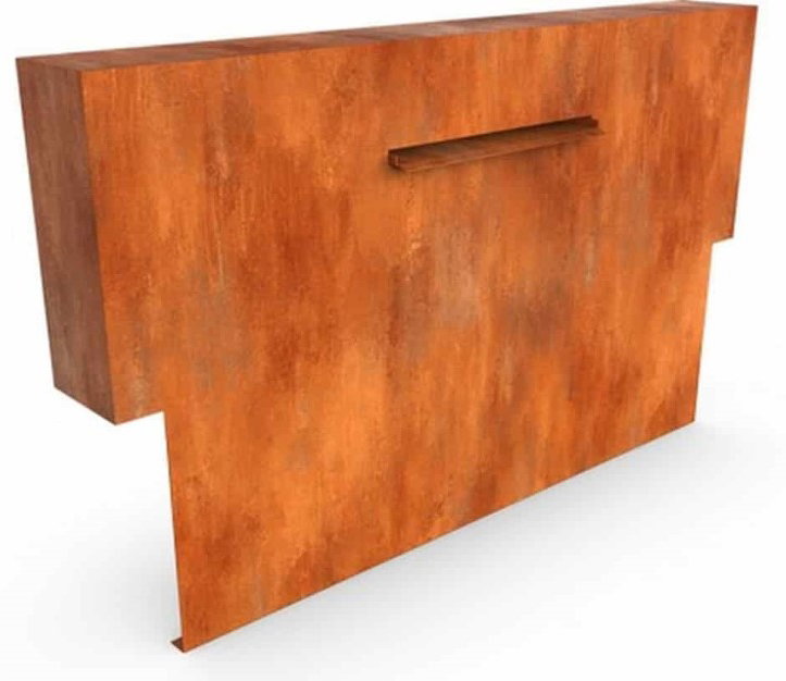 Geroba Cascadi Cortenstaal Watervalelement op vijver 2500 x 250 x 1200 mm – bruin
