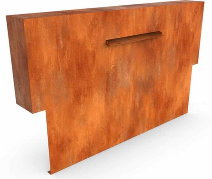 Geroba Cascadi Cortenstaal Watervalelement op vijver 1250 x 250 x 1600 mm – bruin