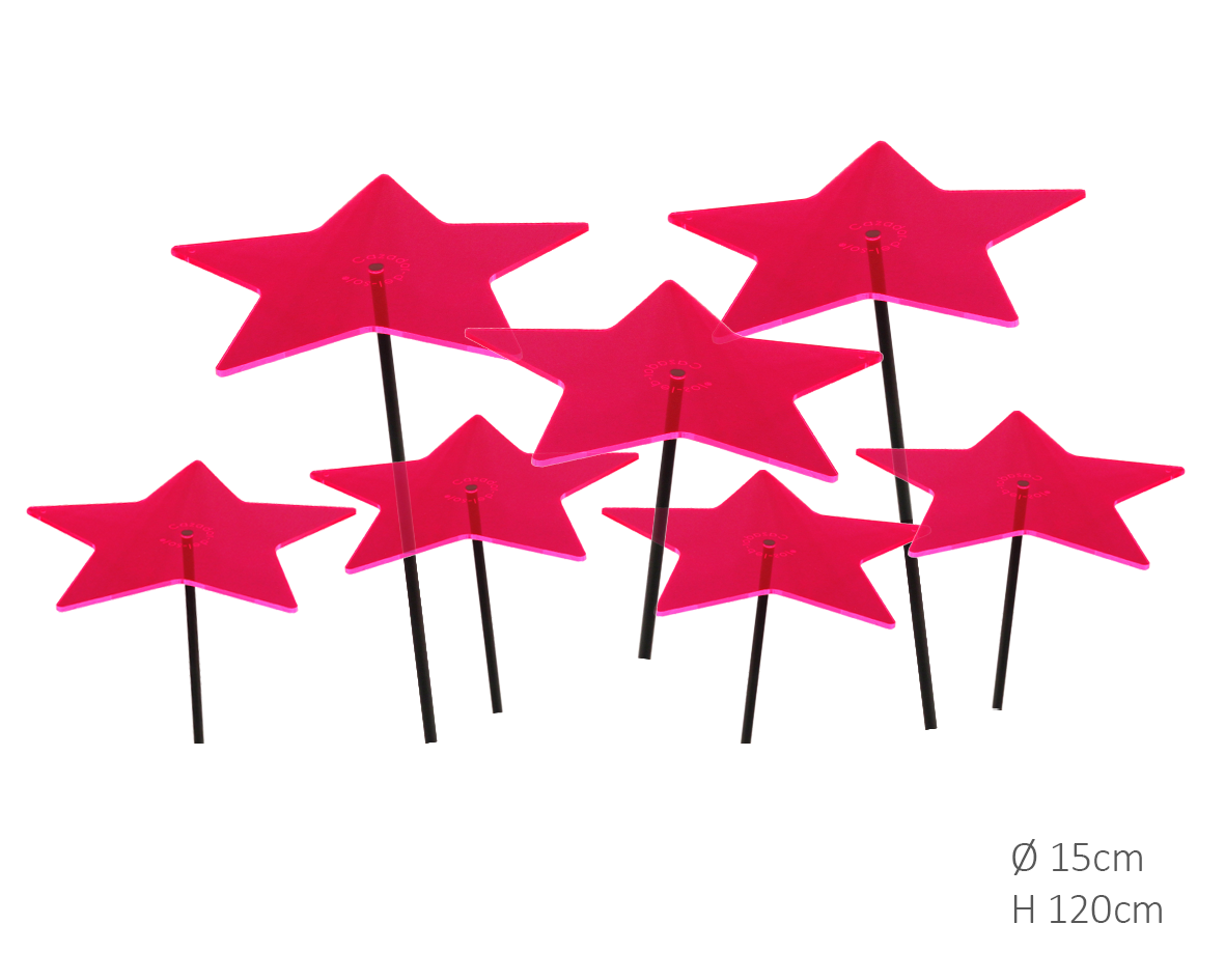 7 Stuks! Zonnevanger Ster Rood Roze (kleur fuchsia) medium 120x15 cm Cazador Del Sol