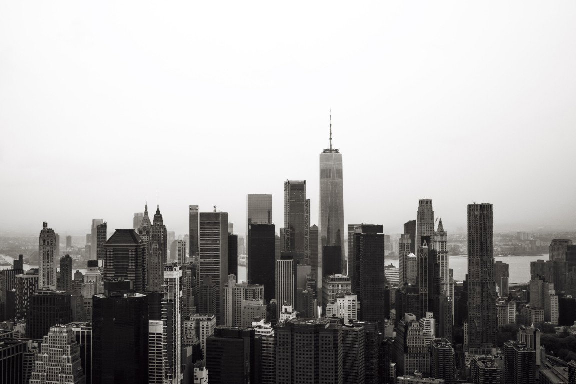 New York skyline zwart wit 70x50 tuinposter banner VGDesign - Vgdesign