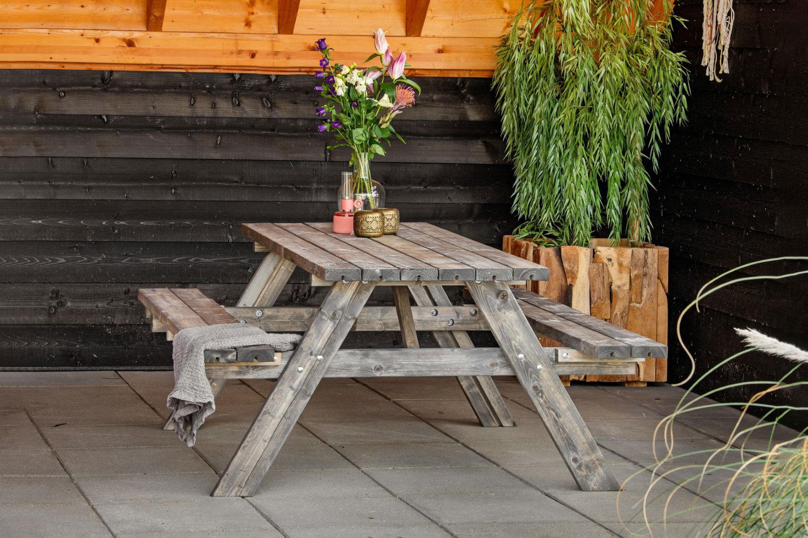 Tuindeco Picknicktafel basis vuren grijs geimpregneerd 180 cm  - 