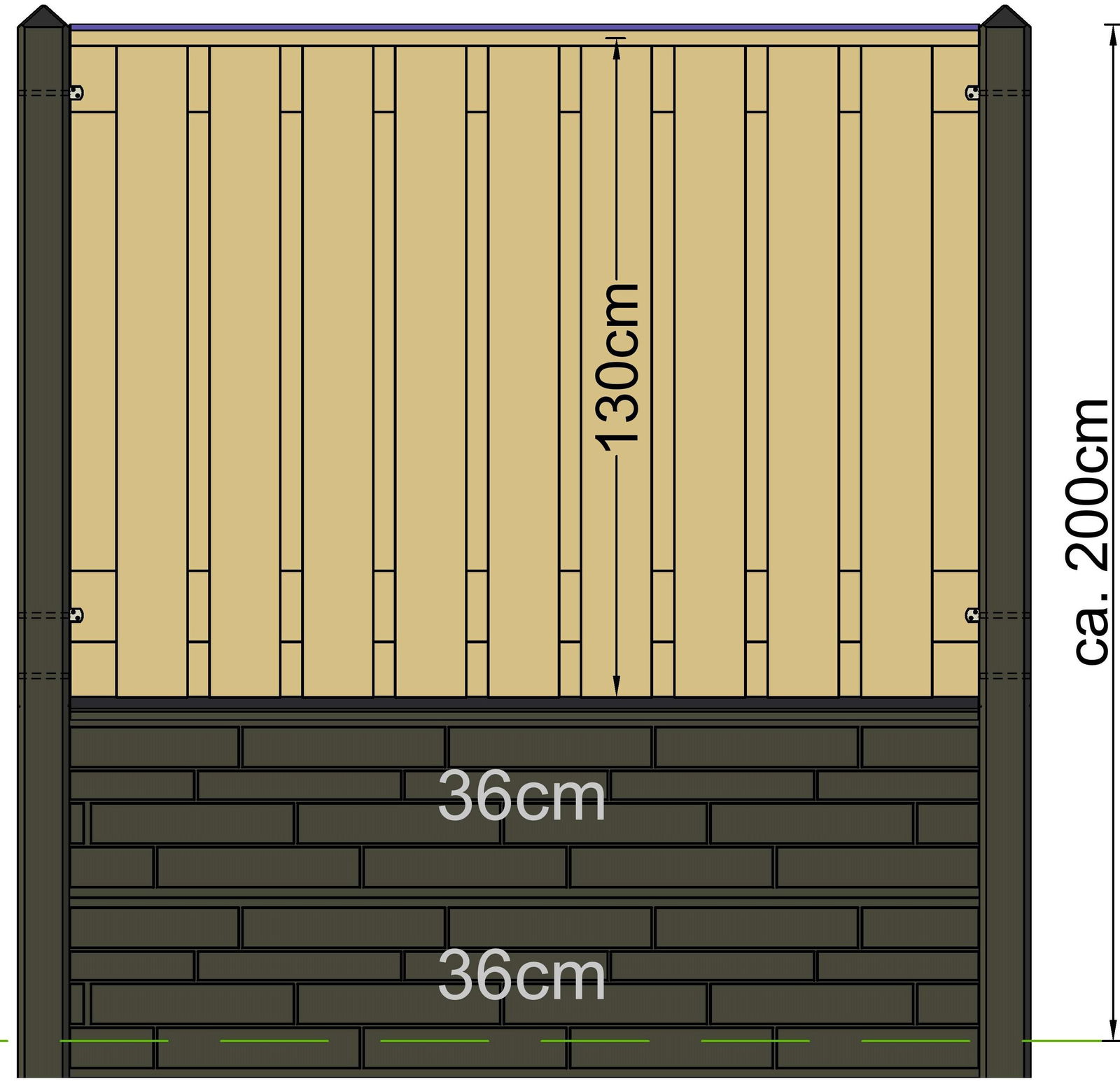 Tuindeco Berton paal Schie gecoat hoekmodel 280 cm  - 