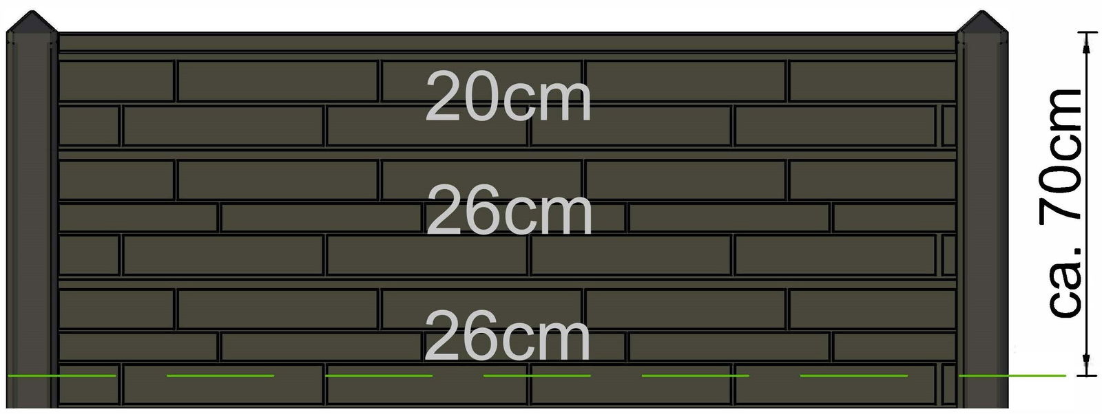 Tuindeco Berton borderpaal Hunze wit/grijs eindmodel 145 cm  - 