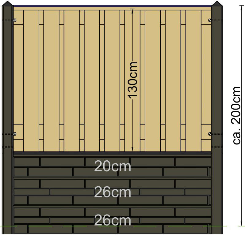 Tuindeco Berton paal Schie antraciet tussenmodel met kabeldoorvoer 280 cm  - 