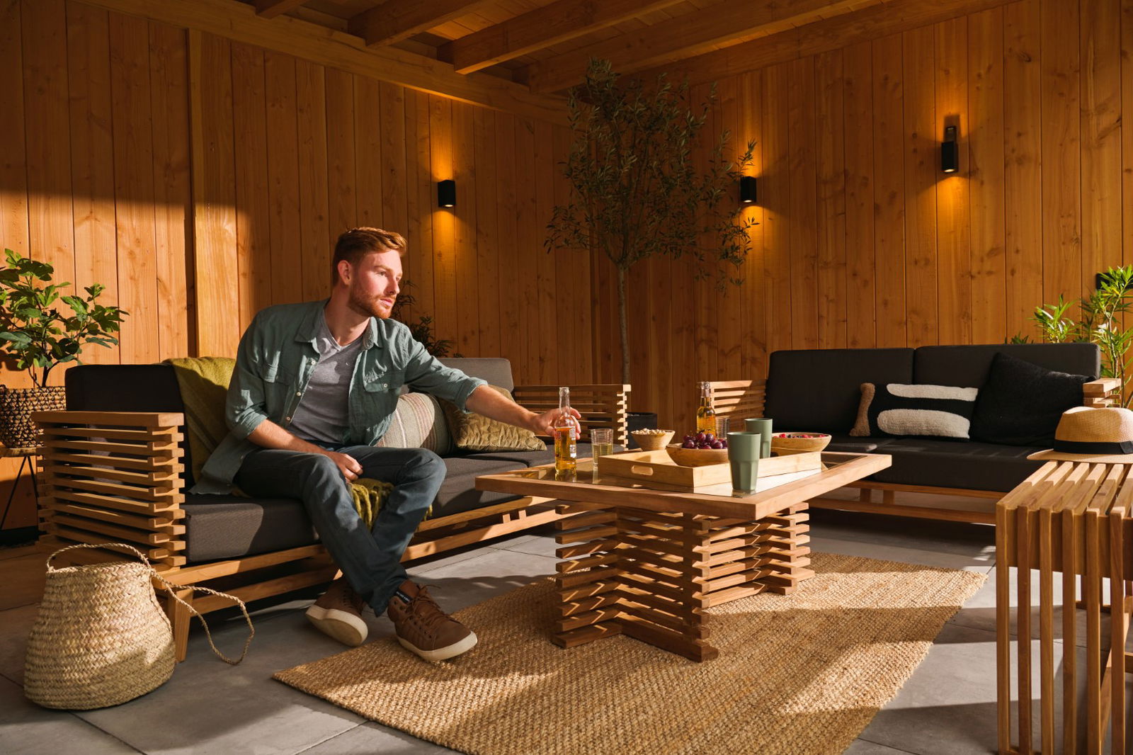 Tuindeco Riverside teak 2-zits bank incl. kussens  - 
