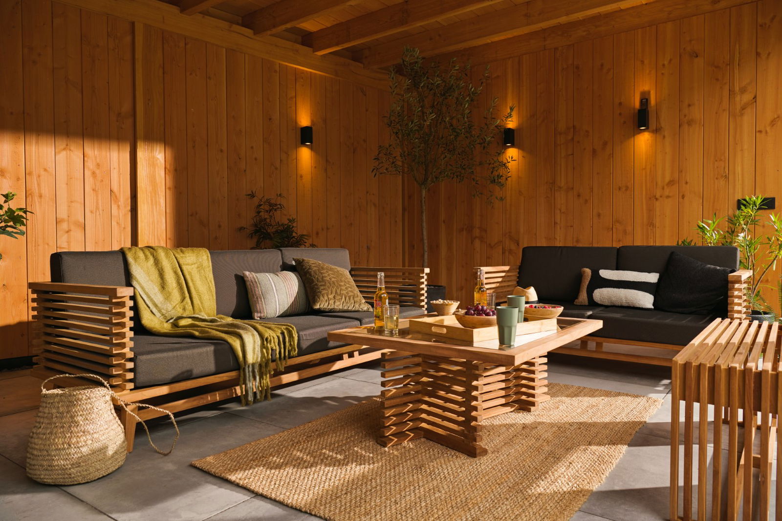 Tuindeco Riverside teak 3-zits bank incl. kussens  - 