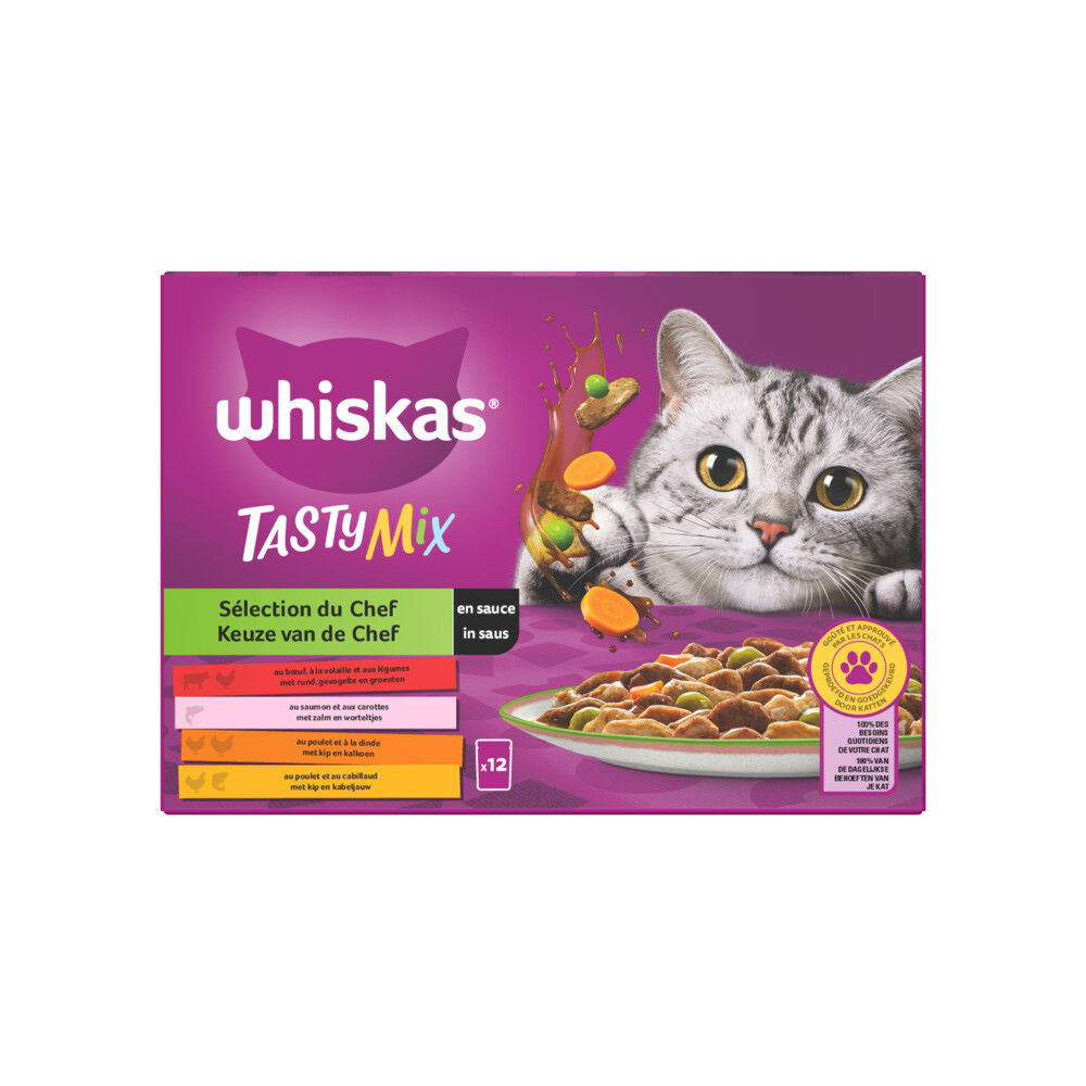 Keuze van de Chef in saus maaltijdzakjes multipack 12x85g dierensnack Whiskas