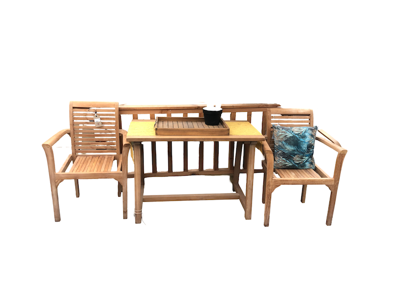 Balkonset bas boyle tafel met 2x texas teak stoel - Driesprong Collection