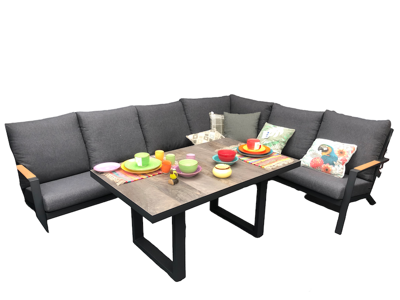 Lausanne hoeklounge 4 delige set met high tea tafel Driesprong Collection