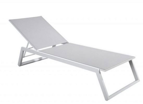 Mizu stackable lounger alu white grey textilene Yoi