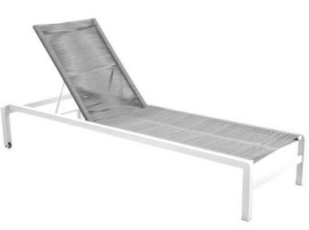 Ishi stackable lounger alu white rope light grey Yoi