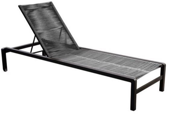 Ishi stackable lounger alu black rope dark grey Yoi