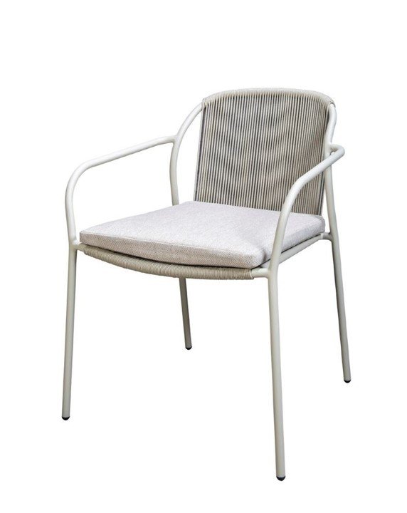 Vedella stackable dining chair without armrests aluminium salix/rope salix - Yoi
