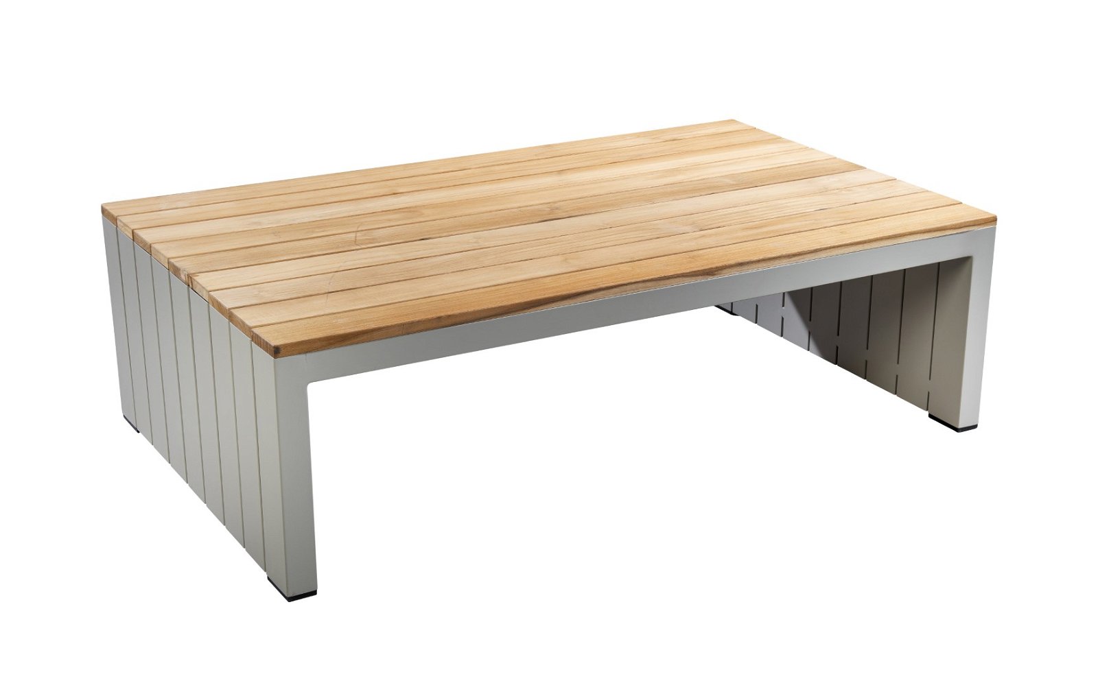 Bango coffee table 140x85 cm aluminium salix/teak - Yoi