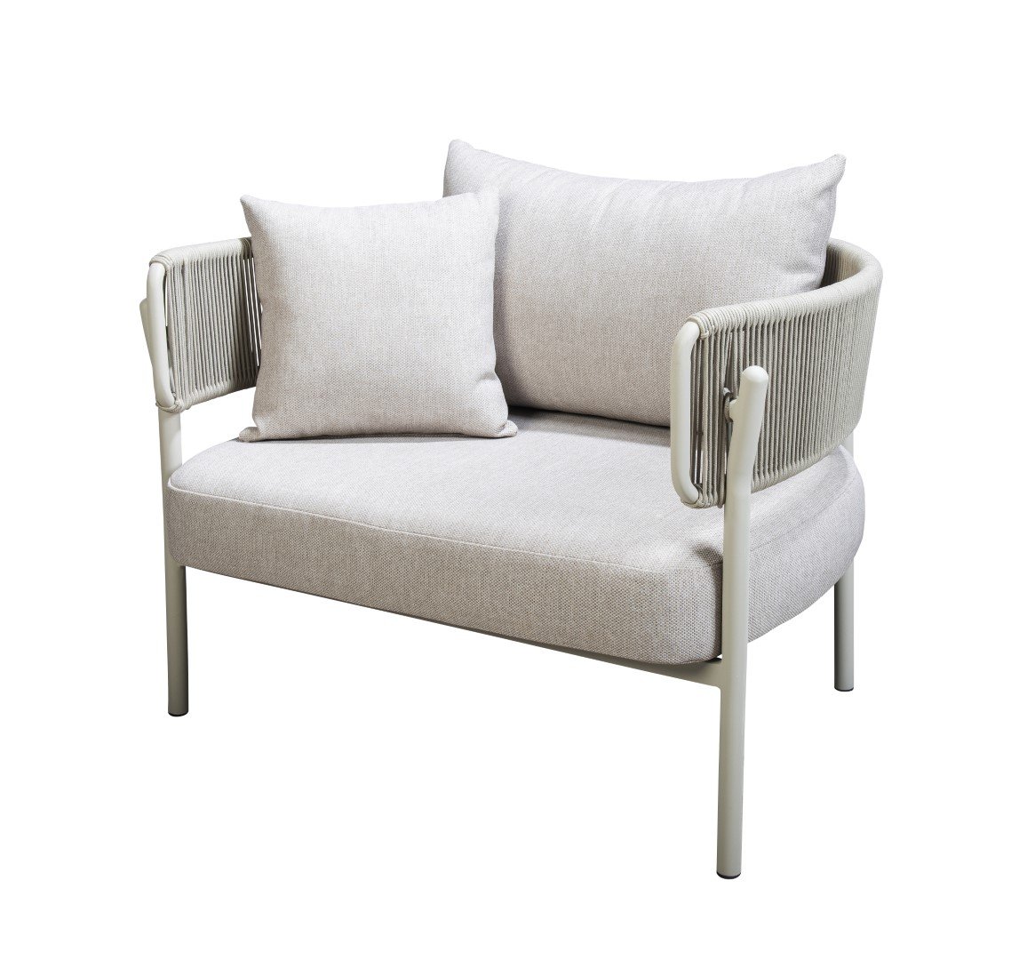 Camilo lounge chair aluminium salix/rope salix/flax beige AW - Yoi