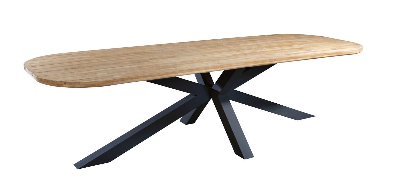 Noas dining table 220x100 cm oval aluminium dark grey/teak - Yoi